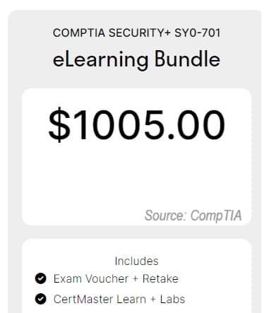 Security Plus eLearning Bundle Cost