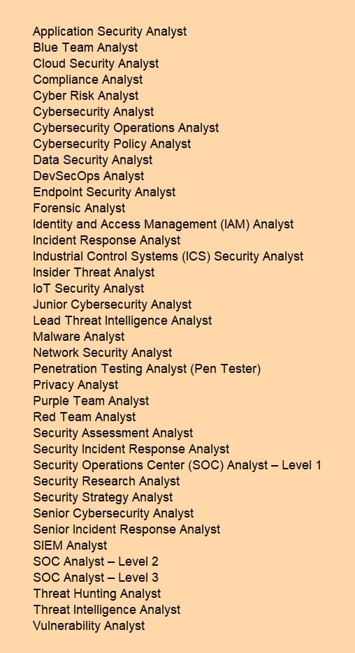 Cybersecurity Analyst Positions