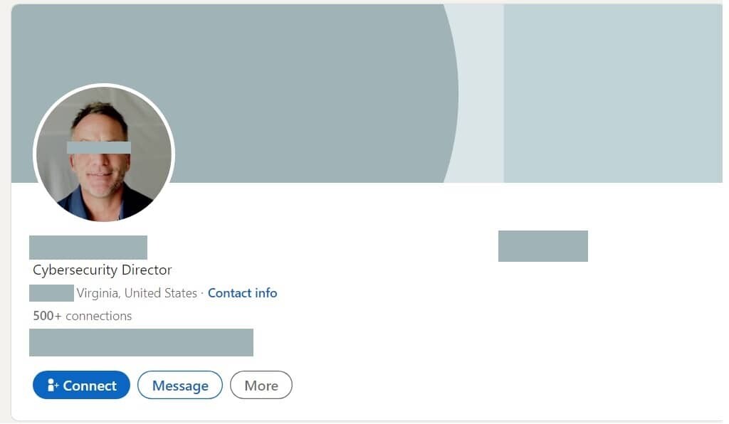 Poor LinkedIn Profile for Cybersecurity Recruiter