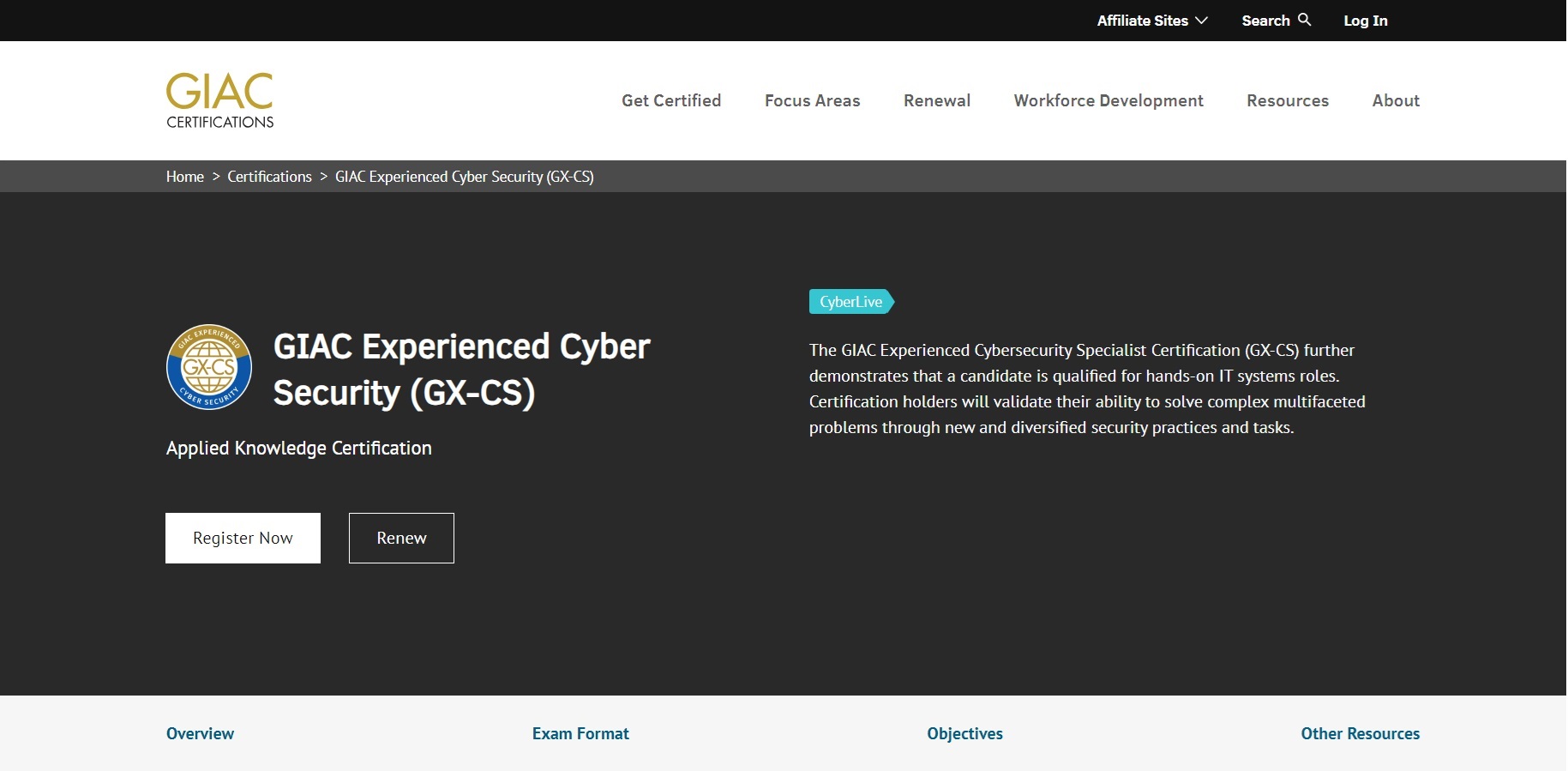 GIAC Experienced Cybersecurity Specialist Certification (GX-CS) Certification